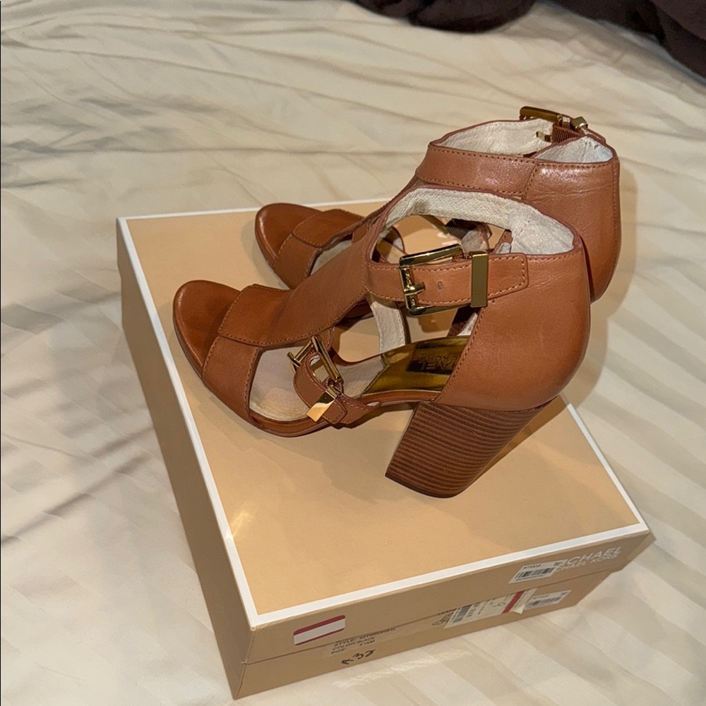 MICHAEL Michael Kors Brown Leather Heeled Sandals
